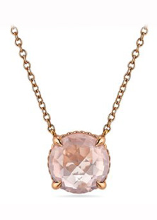 Rose quartz pendant in rose gold by Ritani