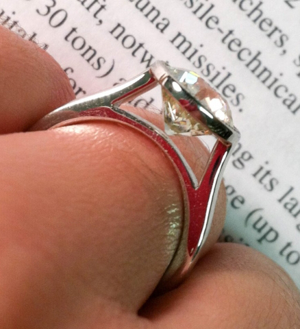 Old European cut diamond in platinum bezel ring Emerald-cut Old European cut diamond in platinum bezel ring