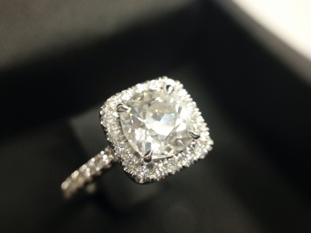 Cushion halo diamond engagement ring shared by doubledouble