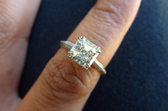 Octavia asscher cut diamond engagement ring