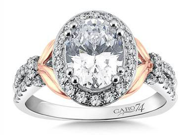 CR541WP - Oval Shape Halo Engagement Ring in 14K Rose and White Gold (0.56ct. tw.)