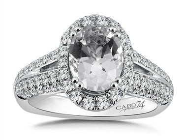 Halo Engagement Ring Mounting in 14k White Gold with Platinum Head (0.80 ct. tw.) at I.D. Jewelry