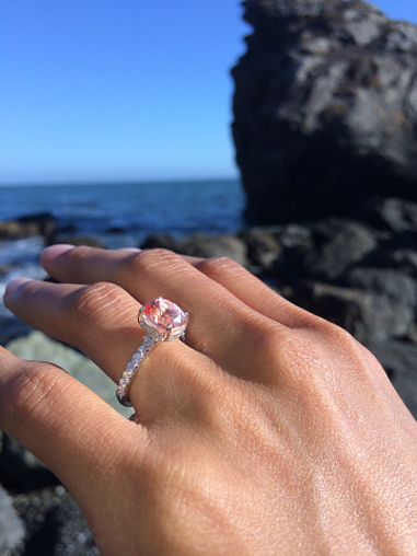 Padparadscha Sapphire Engagement Ring • Image by saracen