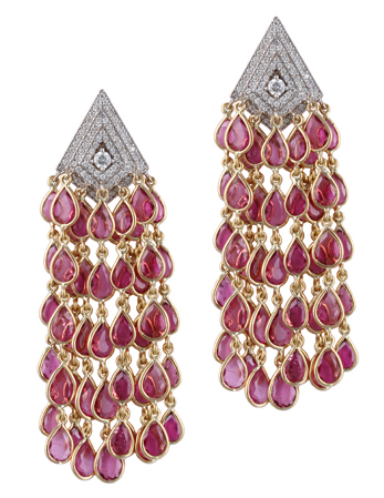 Parulina Arabian Nights Collection pink tourmaline diamond earrings