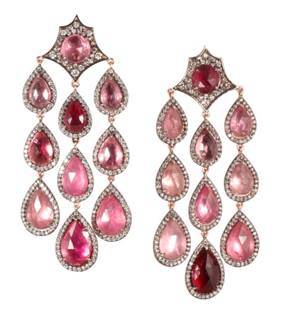 Parulina Arabian Nights Collection pink tourmaline diamond earrings
