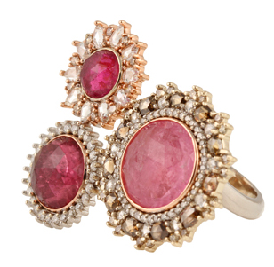 Parulina Arabian Nights Collection pink tourmaline diamond ring