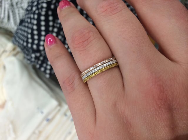 Trio of Bands with Pink, Yellow, and White Diamonds shared by Asscherhalo_lover Trio of Bands with Pink, Yellow, and White Diamonds shared by Asscherhalo_lover