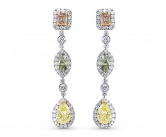 Leibish & Co. - Pink, Green and Yellow Diamond Drop Earrings (Image: Courtesy of Leibish & Co.) Leibish & Co. - Pink, Green and Yellow Diamond Drop Earrings (Image: Courtesy of Leibish & Co.)