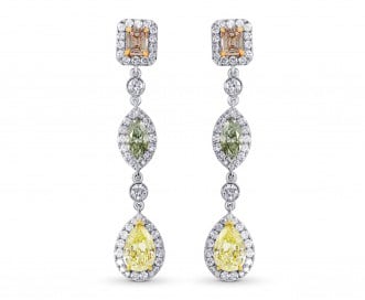 Leibish & Co. - Pink, Green and Yellow Diamond Drop Earrings (Image:  Courtesy of Leibish & Co.)