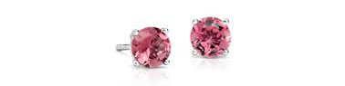 Pink Tourmaline Stud Earrings in 18k White Gold (5mm)