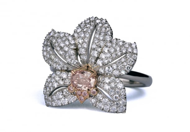 Pink Diamond Orchid Ring by Robinson Designer Goldsmith