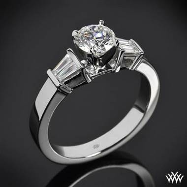 Platinum Baguette Diamond Engagement Ring at Whiteflash