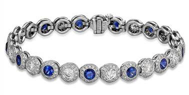 Sapphire And Diamond Halo Bracelet - in Platinum - (4.28 CTW) at Ritani