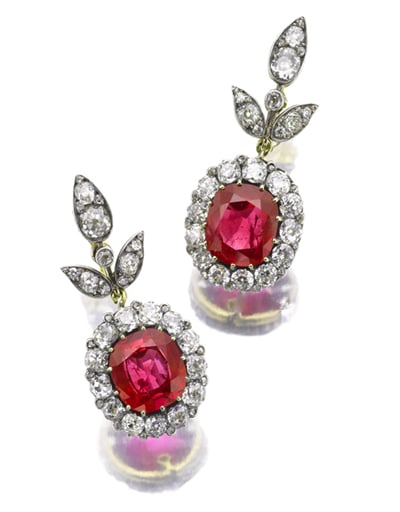 Ruby and Diamond Ear Pendants, Sotheby's Geneva November 14 Sale