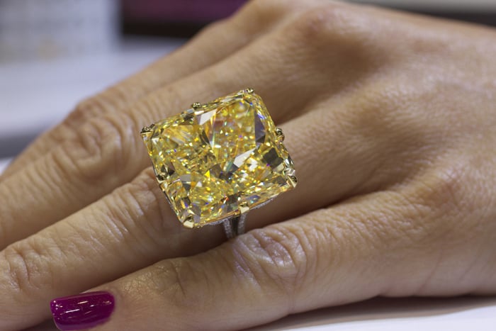 Rahaminov Diamonds 40-carat fancy yellow diamond ring • Image Erika Winters