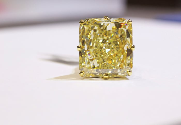 Rahaminov Diamonds 40-carat fancy yellow diamond ring • Image Erika Winters