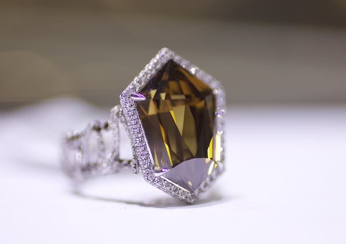 10.97-carat fancy dark brown rose-cut diamond ring by Rahaminov Diamonds