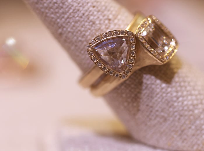 Diamond engagement rings designed by Rebecca Overmann • Image Erika Winters