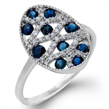 Zeghani ZR933-137580 “Revolution Collection” Diamond and Blue Sapphire Ring by Solomon Brothers