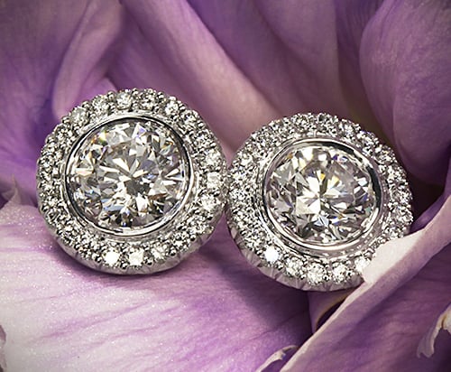 Ritani Bella Vita halo diamond earrings, Whiteflash