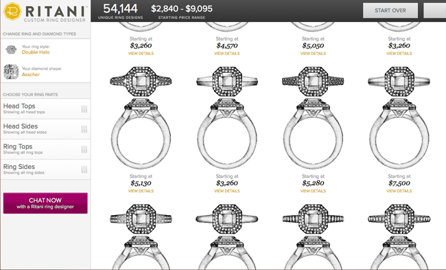 Engagement ring on sale head types
