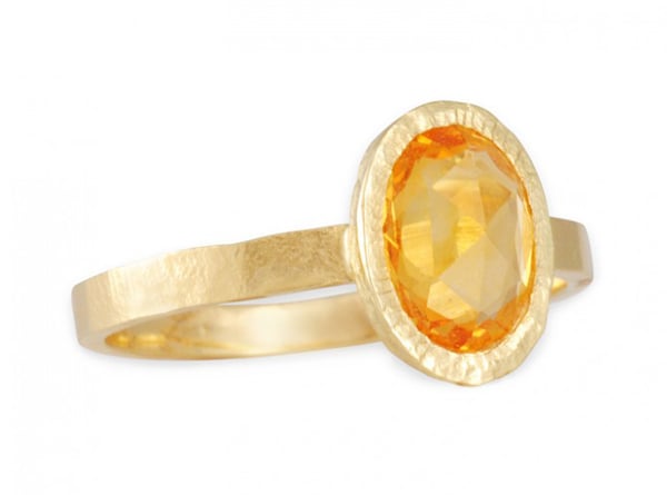 Recycled 18k gold ring with rose-cut orange sapphire by Jennifer Dawes