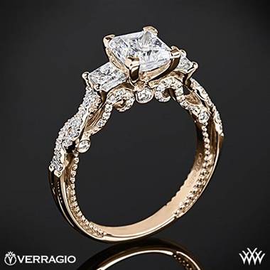 20k Rose Gold Verragio INS-7074P Beaded Braid Princess 3 Stone Engagement Ring by Whiteflash