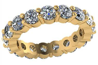 5.25ct 14KT Yellow Gold Round Cut Scalloped Shared Prong Diamond Eternity Band W4695-Y-IADD at I.D. Jewelry