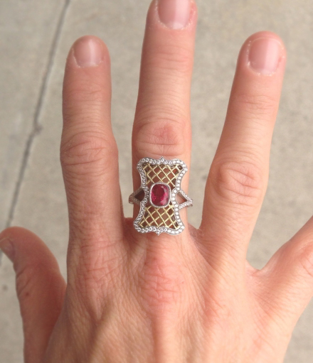 Custom ruby and diamond ring by Maytal Hannah