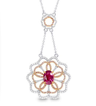 Leibish & Co. - Ruby and Pink Diamond Flower Necklace (Image:  Courtesy of Leibish & Co.)