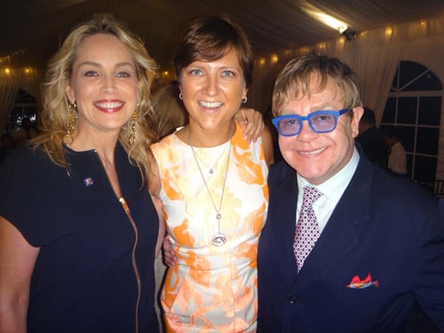 Sharon Stone, Lita Asscher, and Elton John at the Human Rights Campaign Fundraiser