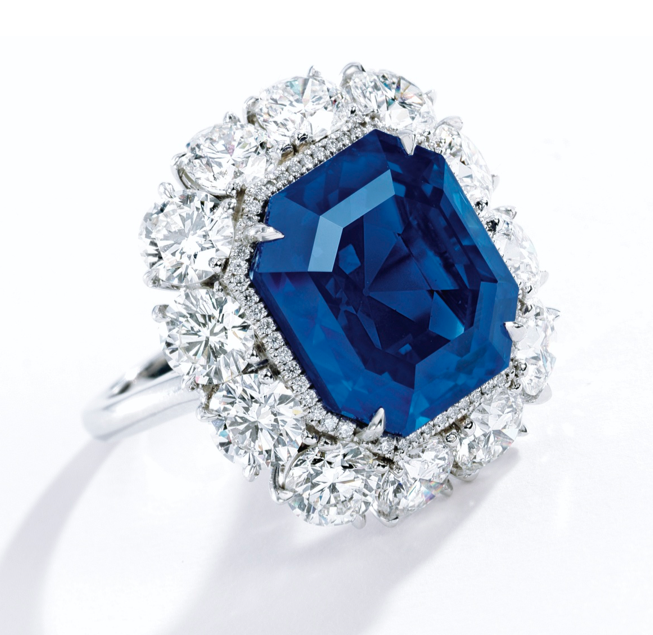 A 17.16-carat Kashmir sapphire and diamond ring • Image: Sotheby's