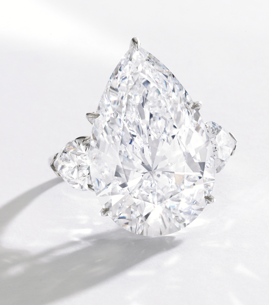 15.10-carat pear-shaped diamond ring • Sotheby's