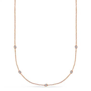 Diamond Station Necklace in 14K Rose Gold (1/4 cttw.) by B2C Jewels