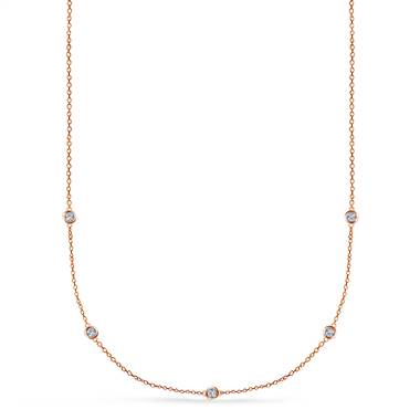 Diamond Station Necklace in 14K Rose Gold (1/4 cttw.) by B2C Jewels