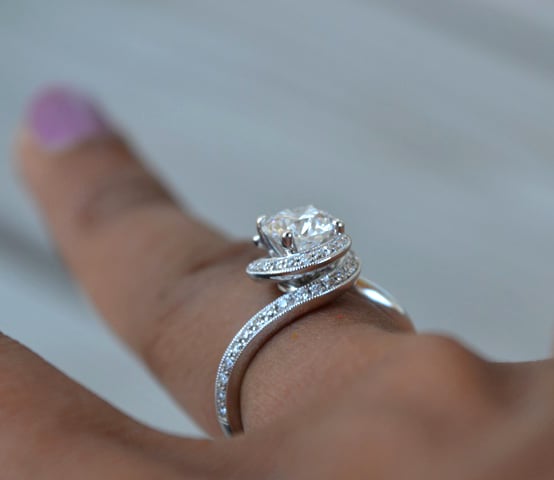 Swirl Halo Engagement Ring • Image by Cooks