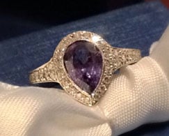 JoCoJenn's Amazing Color Changing Alexandrite Bezel Halo Pear Ring (Top View) - image by JoCoJenn