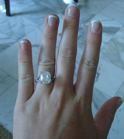 Pepper52's 5.07 Carat Modified Cushion Split Shank Engagement Ring (Hand View) - image by Pepper52