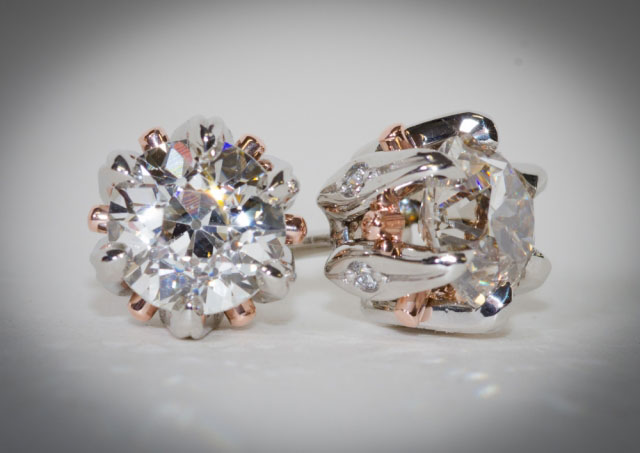 YT's Custom Platinum and Rose Gold OEC Studs (Top-Side View) - image by Barrett Salzmann YT's Custom Platinum and Rose Gold OEC Studs (Top-Side View) - image by Barrett Salzmann
