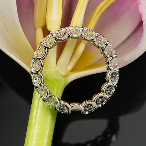 Yssie's 14K White Gold Uprong A Cut Above Eternity Band (Side View) - image by Whiteflash