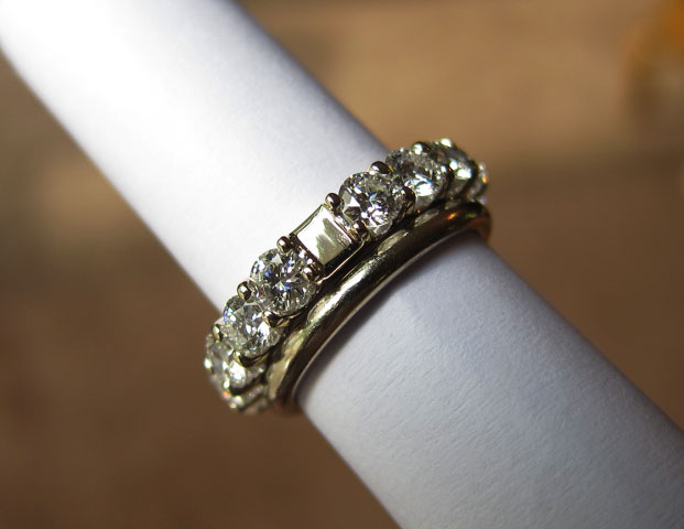 Yssie's 14K White Gold Uprong A Cut Above Eternity Band (with 18K Band) - image by Yssie Yssie's 14K White Gold Uprong A Cut Above Eternity Band (with 18K Band) - image by Yssie