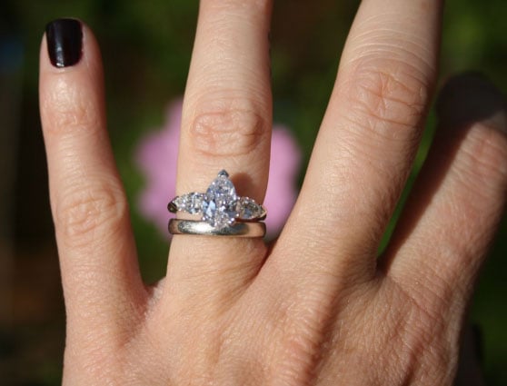 babooshka's Upgraded Graff Pear Engagement Ring (Hand View) - image by babooshka