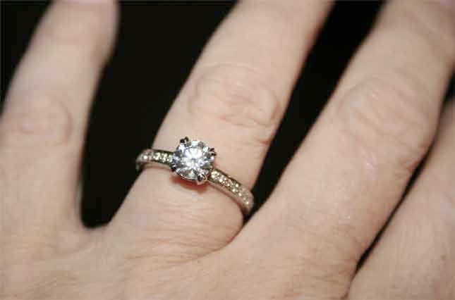 beebrisk's .85 Carat Platinum Micro Pave Engagement Ring (Hand View) - image by beebrisk