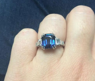 Cokitty 4.97 Carat Blue Spinel and Diamond Ring