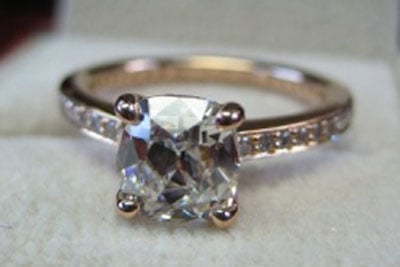 lokelani's Rose Gold August Vintage Cushion (AVC) Engagement Ring (Top View) - image by lokelani