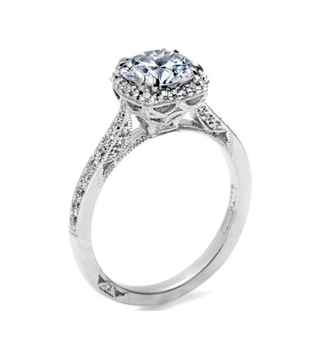 Tacori 'Dantela' pavé diamond engagement ring in platinum
