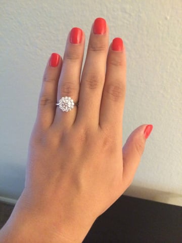 Tacori Full Bloom Diamond Engagement Ring on Finger - Image by tmot14