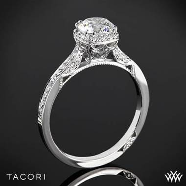 18k White Gold Tacori 2620RD Dantela Crown Diamond Engagement Ring for 0.75ct center at Whiteflash