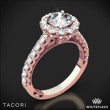 18k Rose Gold Tacori 37-2RD Full Bloom Round Halo Diamond Engagement Ring at Whiteflash