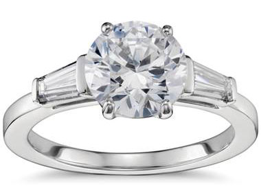 Tapered Baguette Diamond Engagement Ring in Platinum at Blue Nile